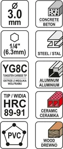 Yato WIERTŁO UNIWERSALNE 3,0MM HEX YT-44780 - Wiertła - miniaturka - grafika 4