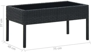 vidaXL Lumarko Stolik ogrodowy, czarny, 75x40x37 cm, rattan PE! 45904 - Stoły ogrodowe - miniaturka - grafika 5