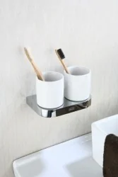 Art Platino Liwio Uchwyt z dwoma szklankami, chrom LIW-56052 - Wieszaki łazienkowe - miniaturka - grafika 2