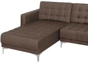 Beliani Sofa rozkładana podkowa tapicerowana ciemnobrązowa ABERDEEN - Sofy i kanapy - miniaturka - grafika 4