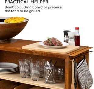 Blumfeldt Blumfeldt Savage 2.0 Wide, misa paleniskowa z grillem, bambusowa deska do krojenia, pokrowiec GDI11-Sav2.0 Wide-RU - Paleniska ogrodowe - miniaturka - grafika 3