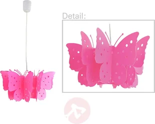 Näve Lampa wisząca Kizi w kolorze różowym z motylami - Lampy sufitowe - miniaturka - grafika 3