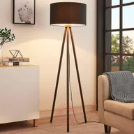 Lampy stojące - Lampenwelt com Tekstylna lampa stojąca Majken ciemnoszara/czerń - miniaturka - grafika 1