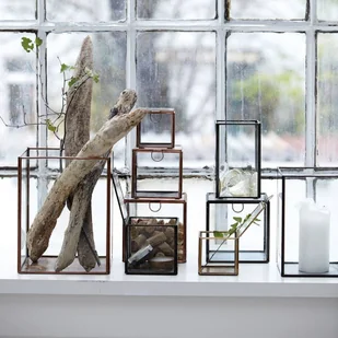 House Doctor PILLAR Lampion Szklany - Zestaw 3 Lampionów - Odcień Postarzana Stal PM0331 - Dekoracje domu - miniaturka - grafika 2