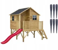 Altany ogrodowe - 4iQ Drewniany Domek Dla Dzieci Jerzyk + Ślizg i Kotwy - miniaturka - grafika 1
