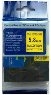 Brother Taśma zamiennik HSe-611 5,8mm x 1,5m, czarny druk / żółty podkład - Papier do drukarek Brother Taśma zamiennik HSe-611 5,8mm x 1,5m, czarny druk / żółty podkład - Papier do drukarek - miniaturka - grafika 1