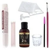 Akcesoria i kosmetyki do stylizacji brwi - Kama Zestaw Gold XL Henna brąz Oksydant Kieliszek - miniaturka - grafika 1