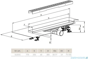 Radaway Slim Basic odpływ liniowy 55x6cm 5L055S/5R055SB | - Odpływy liniowe - miniaturka - grafika 2