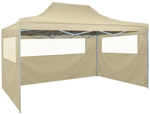 vidaXL Rozkładany namiot z 4 ścianami bocznymi 3x4,5 m, kremowy 42513 - Pawilony ogrodowe - miniaturka - grafika 5