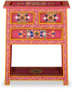 vidaXL Szafka z szufladami, drewno mango, różowa, ręcznie malowana - Komody - miniaturka - grafika 11