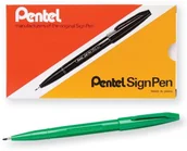 Flamastry - Pentel Sign Pen, końcówka z włókna, tusz czarny (S520-A), zielony S520-D - miniaturka - grafika 1