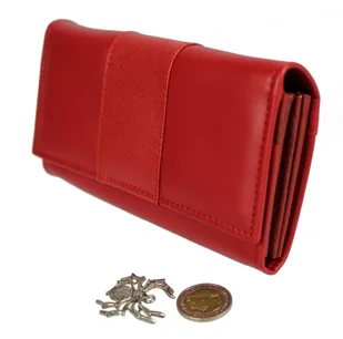 PolskaGalanteria.pl Portfel Damski PolskaGalanteria Długi Suwak Płaski Skóra Naturalna Czerwony z Wstawką Wzór II D14 - Portfele - miniaturka - grafika 9