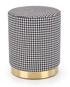 Pufy i podnóżki - HALMAR Pufa tapicerowana czarno biała ARUNA na złotym stelażu - miniaturka - grafika 1