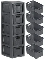 Półki i regały dla dzieci - Regał Komoda Szafka Półka Z 5 Koszami Rattan Branq - miniaturka - grafika 1