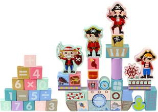 Import LEANToys Drewniane Klocki Zamek Piraci Okręt 46 Elementów Puzzle Liczby LT-10128-0 - Klocki - miniaturka - grafika 2