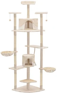 vidaXL Drapak dla kota z sizalowymi słupkami, 203 cm, beżowo-biały - Drapaki dla kotów - miniaturka - grafika 3