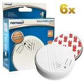 Czujniki czadu, dymu, gazu - Nemaxx Zgodnie z normą EN 14604 instalacja czujki dymu 6 X czujka dymu nemaxx FL2  wysokiej jakości o wrażliwej fotoelektrycznej technologii + 6 X nemaxx magnetycznym - miniaturka - grafika 1