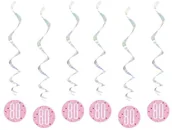 Gadżety dla niej i dla niego - Unique Świderki wiszące "80 urodziny Glitz Grochy" różowy UNIQUE 6 szt U83816 - miniaturka - grafika 1