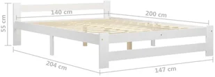 vidaXL Lumarko Rama łóżka, biała, lite drewno sosnowe, 140 x 200 cm 322001 - Łóżka - miniaturka - grafika 7