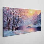 Obrazy i zdjęcia - PL Coloray Obraz Canvas zima rzeka drzewa słońce 120x60cm - miniaturka - grafika 1