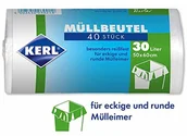 Worki na śmieci - KERL 4003450030258 worki na śmieci 30 l, 40 sztuk, 50 x 60 cm, HDPE - miniaturka - grafika 1