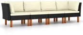 Sofy ogrodowe - VidaXL 4-osobowa sofa ogrodowa z poduszkami, polirattan, czarna 3059730 - miniaturka - grafika 1