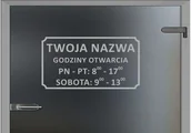 Systemy ekspozycyjne i znaki informacyjne - Naklejka godziny otwarcia - mrożone szkło OM026b - miniaturka - grafika 1