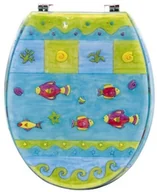 Deski sedesowe - Sanitop-Wingenroth Deska sedesowa Dekor Mare transparentna do sedesu toaletowego Okulary WC z tworzywa sztucznego zawiasy metalowe - miniaturka - grafika 1