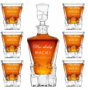 Murrano Karafka Ice Blink i 6 szklanek z grawerem dla konesera whisky KARIB_6xSZIB-036 - Karafki - miniaturka - grafika 7