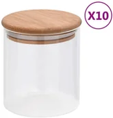 Pojemniki kuchenne - vidaXL vidaXL Szklane słoje z bambusową pokrywką 10 szt. 600 ml 150695 - miniaturka - grafika 1