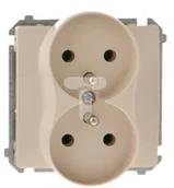 Gniazdka elektryczne - Kontakt Simon Gniazdo ścienne Basic Podwójne z/u (moduł) BMGZ2M.01/12 beżowy - miniaturka - grafika 1