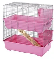 Klatki dla gryzoni - Little Friends królik klatka, z 2 półkami, 80 cm, różowa - miniaturka - grafika 1