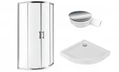 Kabiny prysznicowe - Novoterm Kabina natryskowa Mont Blanc 90x90x185cm,szkło 8mm +brodzik SLIM 90x90x5,5 ARON +syfon MontBlanc90+Aron90+5907726092294 - miniaturka - grafika 1