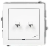 Wyłączniki światła i elektryczne - Karlik Łącznik podwójny schodowy DECO Biały 1FRB - miniaturka - grafika 1
