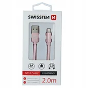 Kable USB - Kabel 8 - Pin Swissten 2m różowy - miniaturka - grafika 1