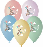 Baby shower i roczek - Godan Balony lateksowe Mam już roczek z kangurkiem dla chłopca - 13" - 5 szt. GS120/1RKG - miniaturka - grafika 1