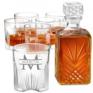 Murrano Zestaw Kryształowa Karafka z 6 Szklankami Grawer Monogram KARS-005 - Karafki - miniaturka - grafika 2