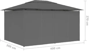 vidaXL Namiot ogrodowy z zasłonami, 4 x 3 m, antracytowy - Pawilony ogrodowe - miniaturka - grafika 17