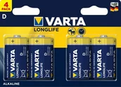 Baterie i akcesoria - Varta 4x Baterie alkaliczne Longlife LR20/D VA236 - miniaturka - grafika 1