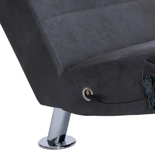 vidaXL Szezlong masujący z poduszką, szary, sztuczna skóra zamszowa - Szezlongi - miniaturka - grafika 8