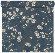 Tapety - Rasch Tapeta w kwiaty FLOWERS niebieska winylowa na flizelinie - miniaturka - grafika 1