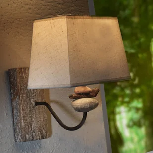 EULUNA Kinkiet Seregon kamienny dekor i klosz z tkaniny - Lampy ścienne - miniaturka - grafika 2