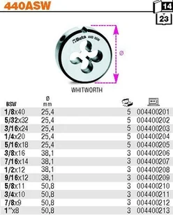 BETA NARZYNKA CALOWA BSW 7/16 440ASW/7/16 - Gwintowniki - miniaturka - grafika 2