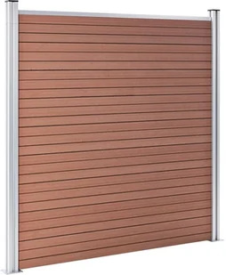 vidaxl Ogrodzenie WPC, 2 panele kwadratowe, 1 skośny, 619x186 cm, brąz 3053217 - Ogrodzenia - miniaturka - grafika 4