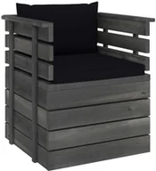 Fotele i krzesła ogrodowe - vidaXL Ogrodowy fotel z palet z poduszkami, drewno sosnowe - miniaturka - grafika 1