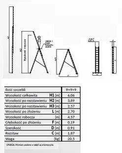 Drabex 996 99674938 Drabina 3-elementowa anodowana 3x9 wysokość robocza 7,55m) 74938-uniw - Drabiny - miniaturka - grafika 2