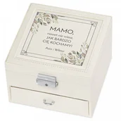Pudełka i szkatułki - Murrano Szkatułka na Biżuterię Kremowa z Nadrukiem Liście SZKT-BB-017 - miniaturka - grafika 1