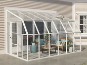 Pozostałe ozdoby ogrodowe - Palram Szklana konstrukcja na taras Sun Room Palram 2,58 x 3,84 m biała PAL702116_2x702120_702118 - miniaturka - grafika 1