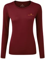 Bielizna sportowa damska - RONHILL RONHILL Koszulka biegowa z długim rękawem damska CORE L/S TEE bordowa - miniaturka - grafika 1