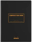 Notesy i bloczki - Rhodia 119218C notatnik broszony, miękki, tylna strona z lnu, materiał Book Orange, A5 (14,8 x 21 cm), 160 stron, w linie z marginesem B5 (19 x 25 cm), kolor ligné czarny 119249C - miniaturka - grafika 1